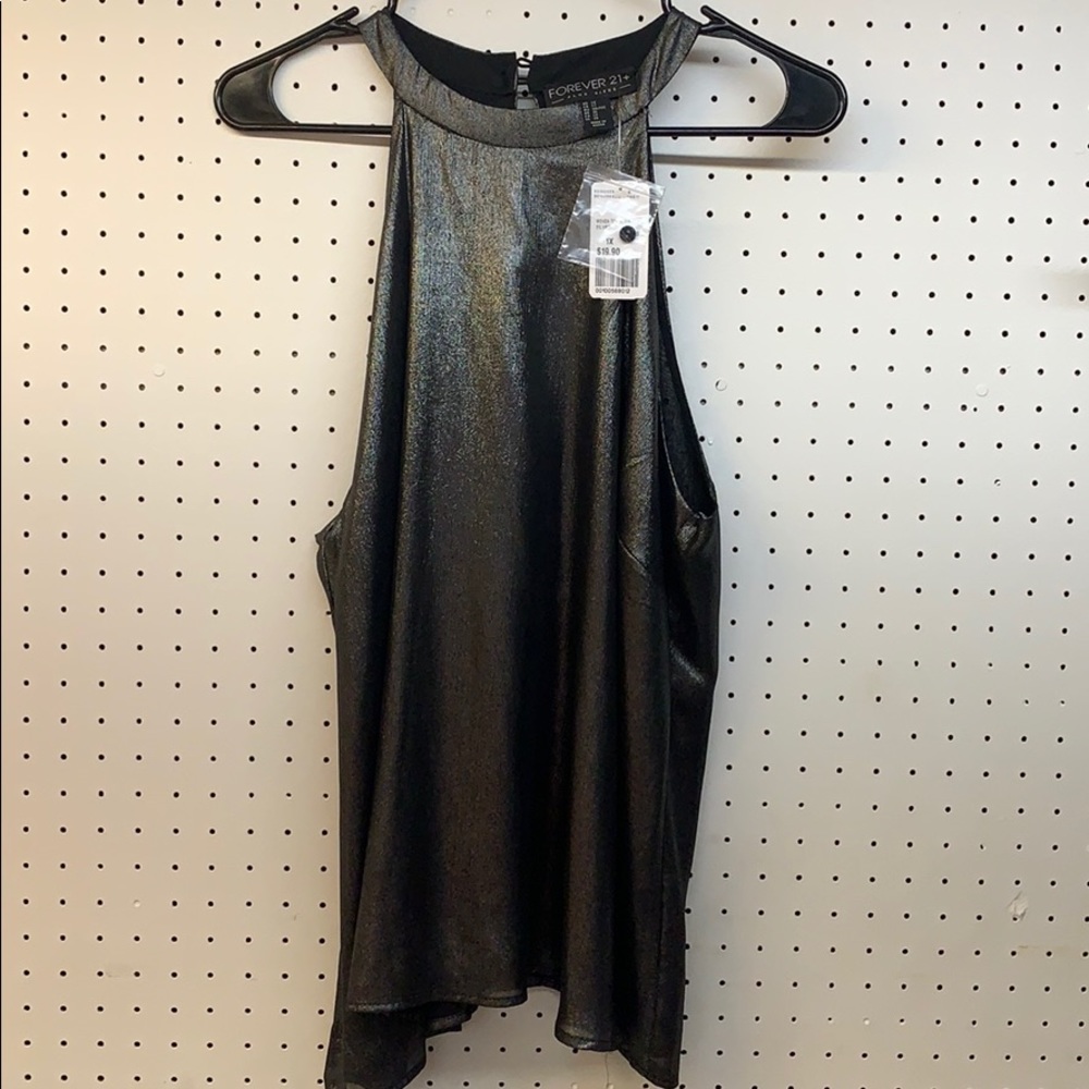 Never worn Metallic charcoal grey high neck shirt